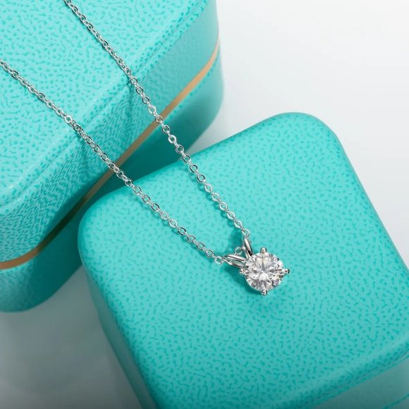 Certified 1ct. t.w. Moissanite Diamond Solitaire 4 Prone Pendant Necklace NEW - Picture 6 of 13